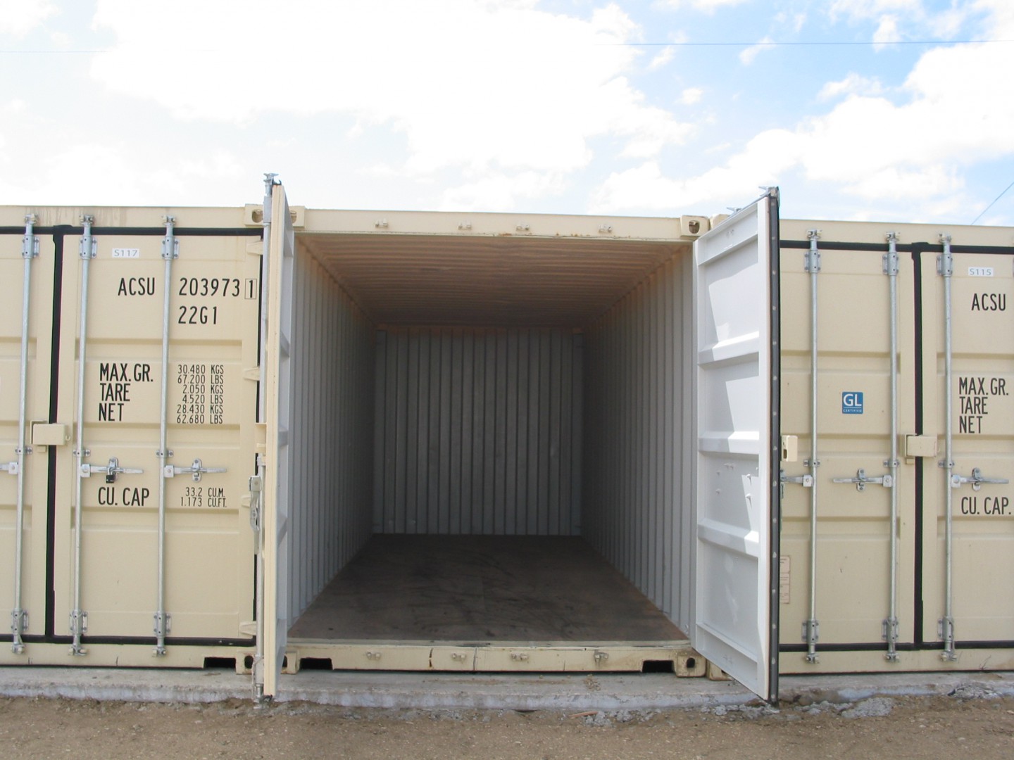 Open sea container at Stor All showing a clean, empty interior